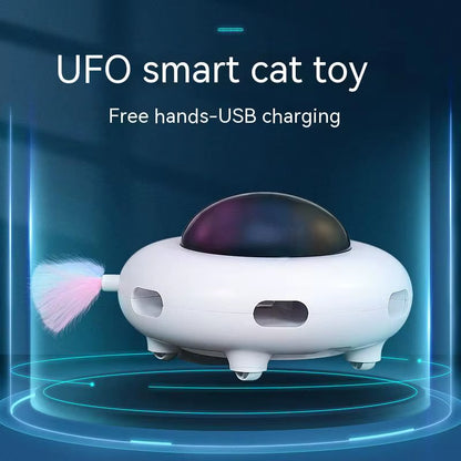 WhirlPlay UFO Teaser ƒ?? Smart USB-Powered Feather Toy for Endless Cat Fun