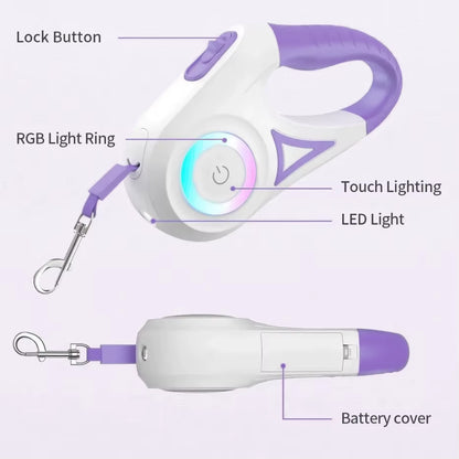 GlowPaw LED FlexiLeash ƒ?? Light-Up Retractable Leash for Pets of All Sizes