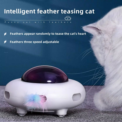 WhirlPlay UFO Teaser ƒ?? Smart USB-Powered Feather Toy for Endless Cat Fun