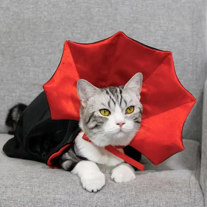 Pet Vampire Cape ƒ?? Hauntingly Cute Halloween Costume for Cats & Small Dogs