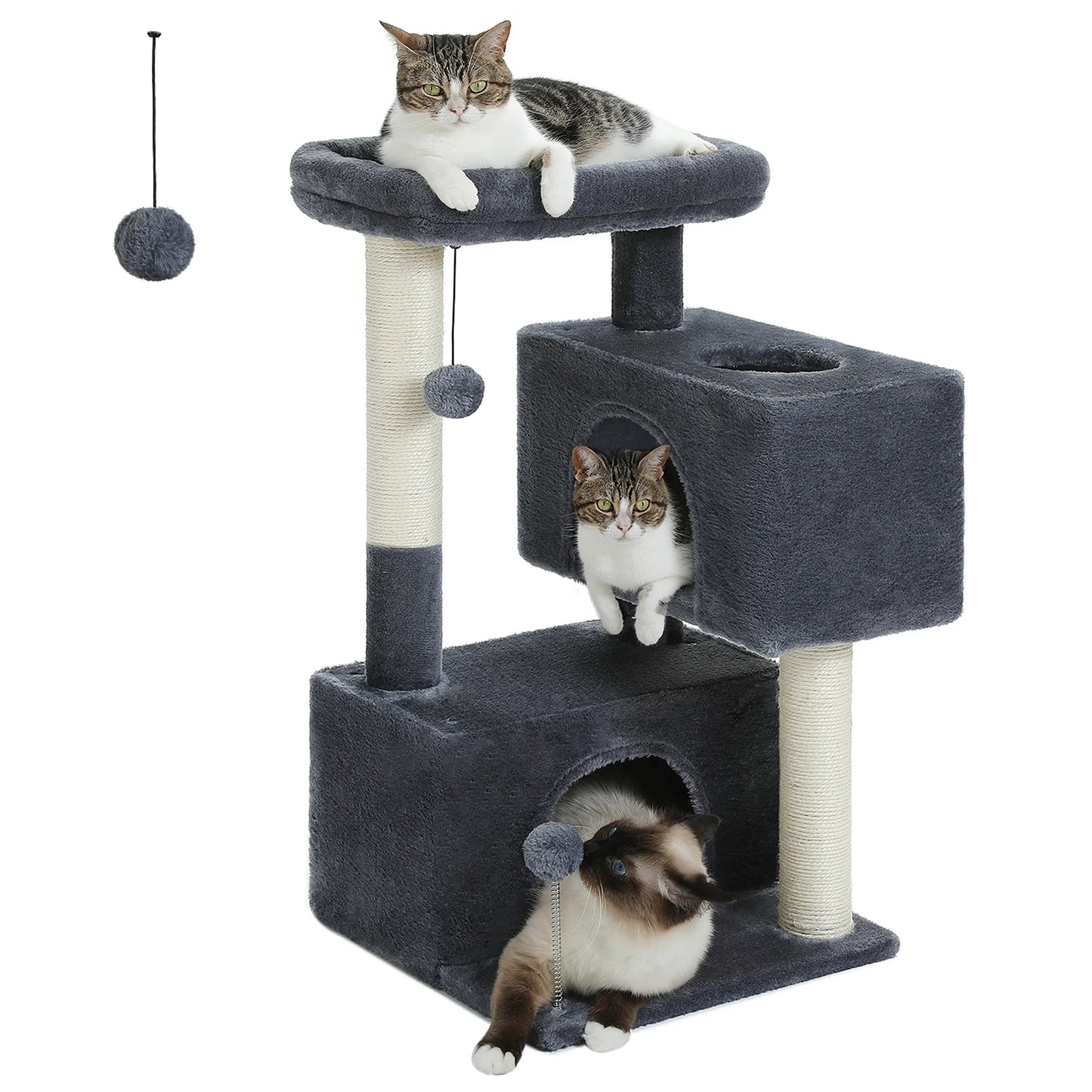 31.5" Modern Cat Tree Tower with Dual Large Condos for Kitten ‹¬? Medium Size Cat Dark Gray