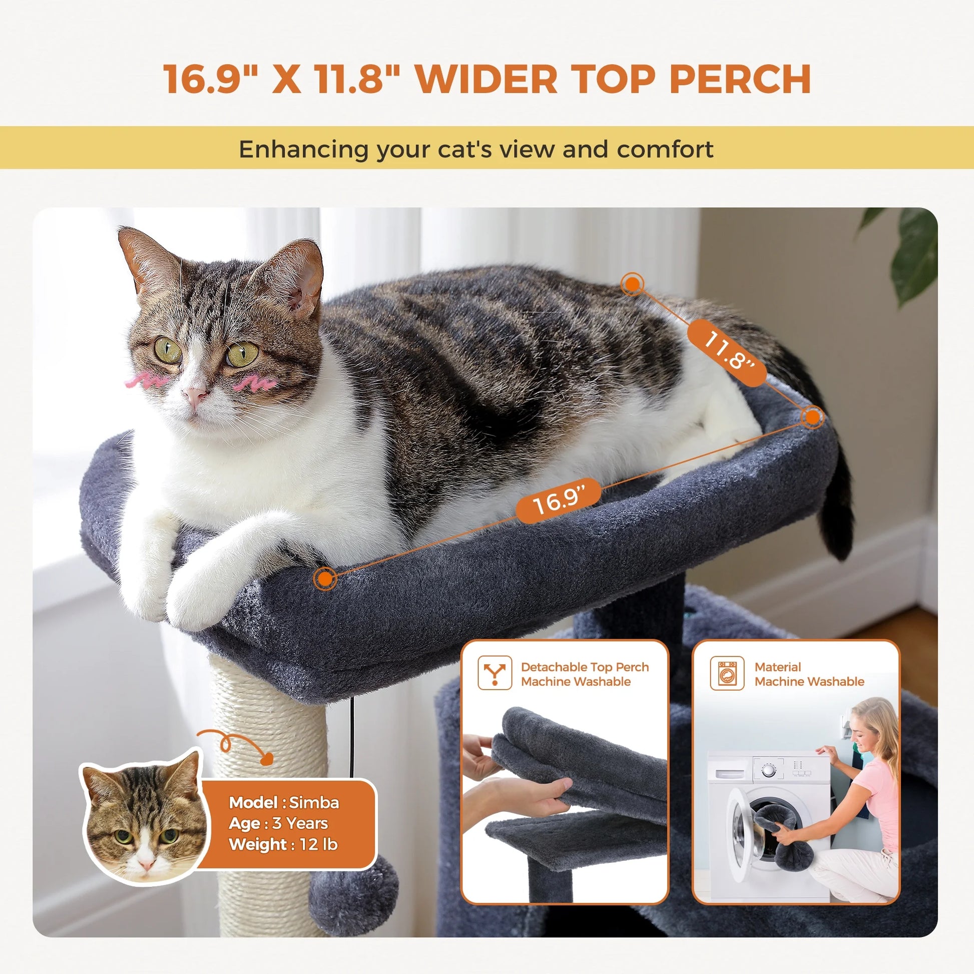 31.5" Modern Cat Tree Tower with Dual Large Condos for Kitten ‹¬? Medium Size Cat Dark Gray